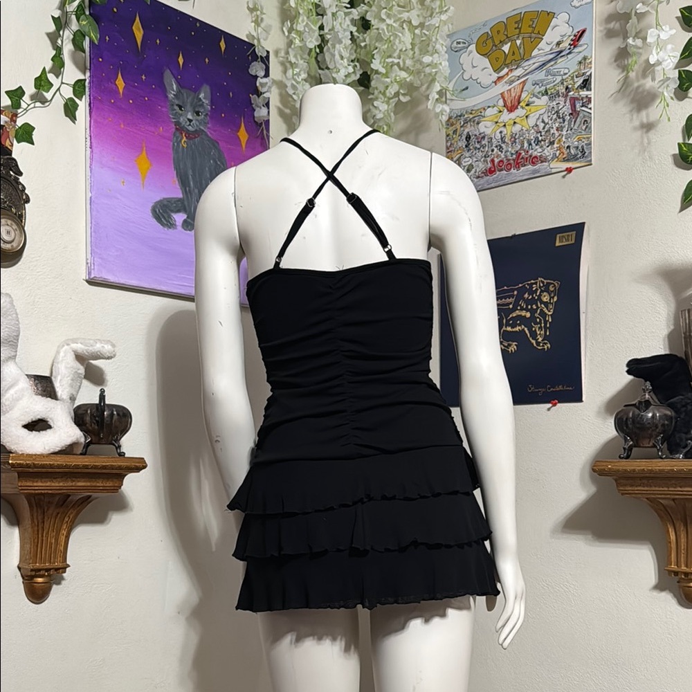 Black Ruched Mini Dress - Picture 4 of 4